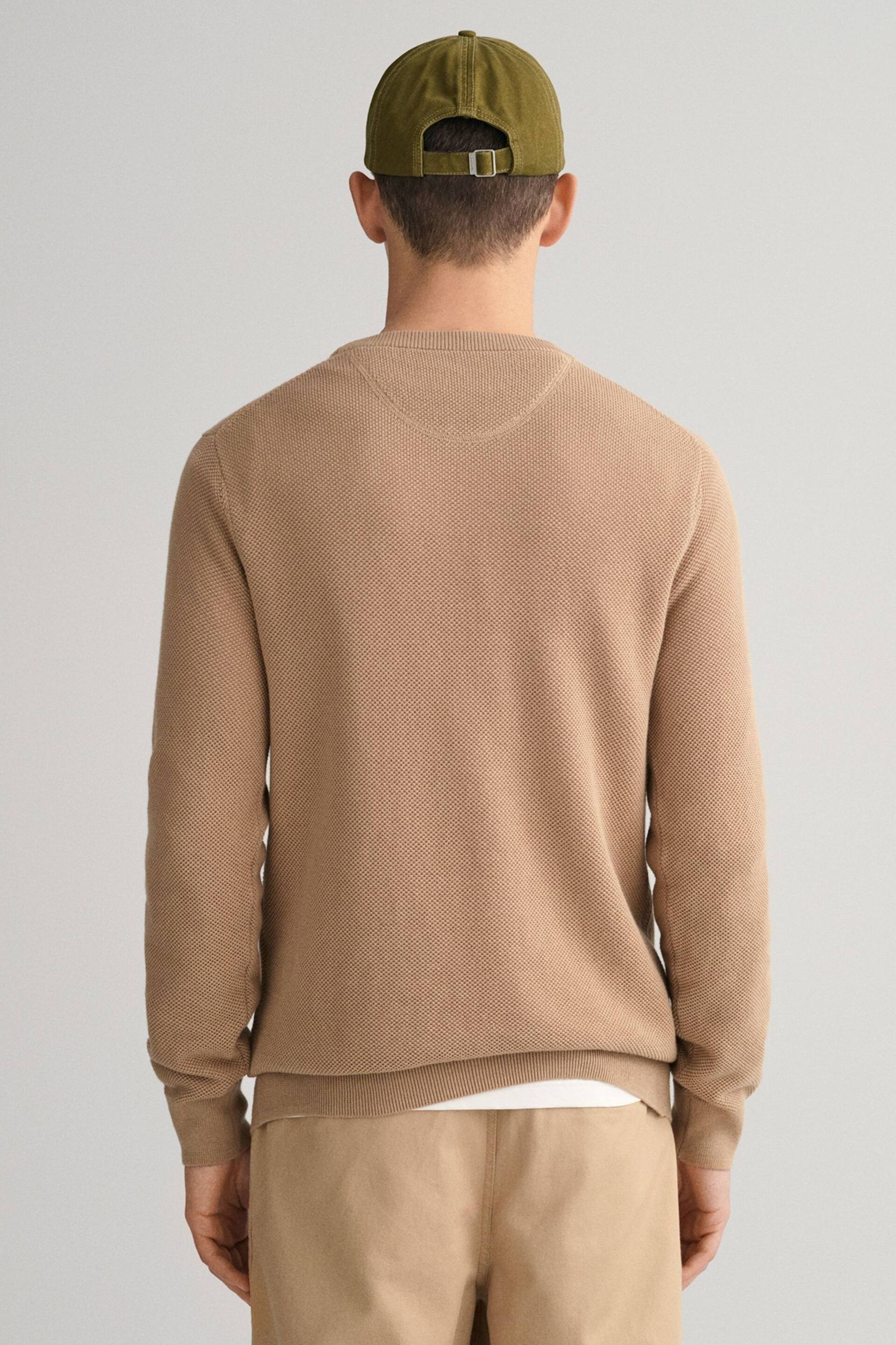 GANT Melange Cotton Pique Crew Neck Jumper - Image 2 of 4