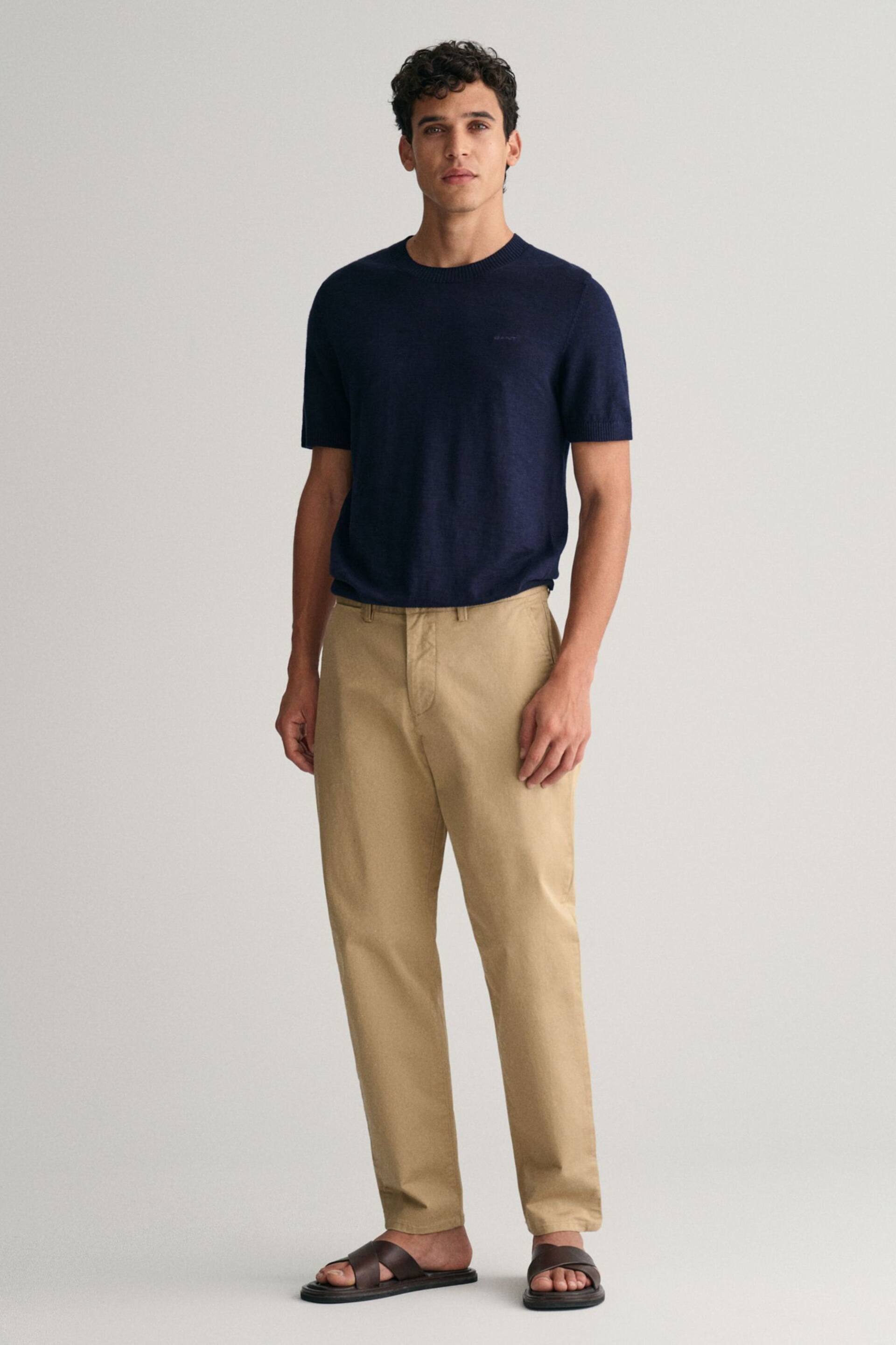GANT Knitted Cotton Linen T-Shirt - Image 3 of 5