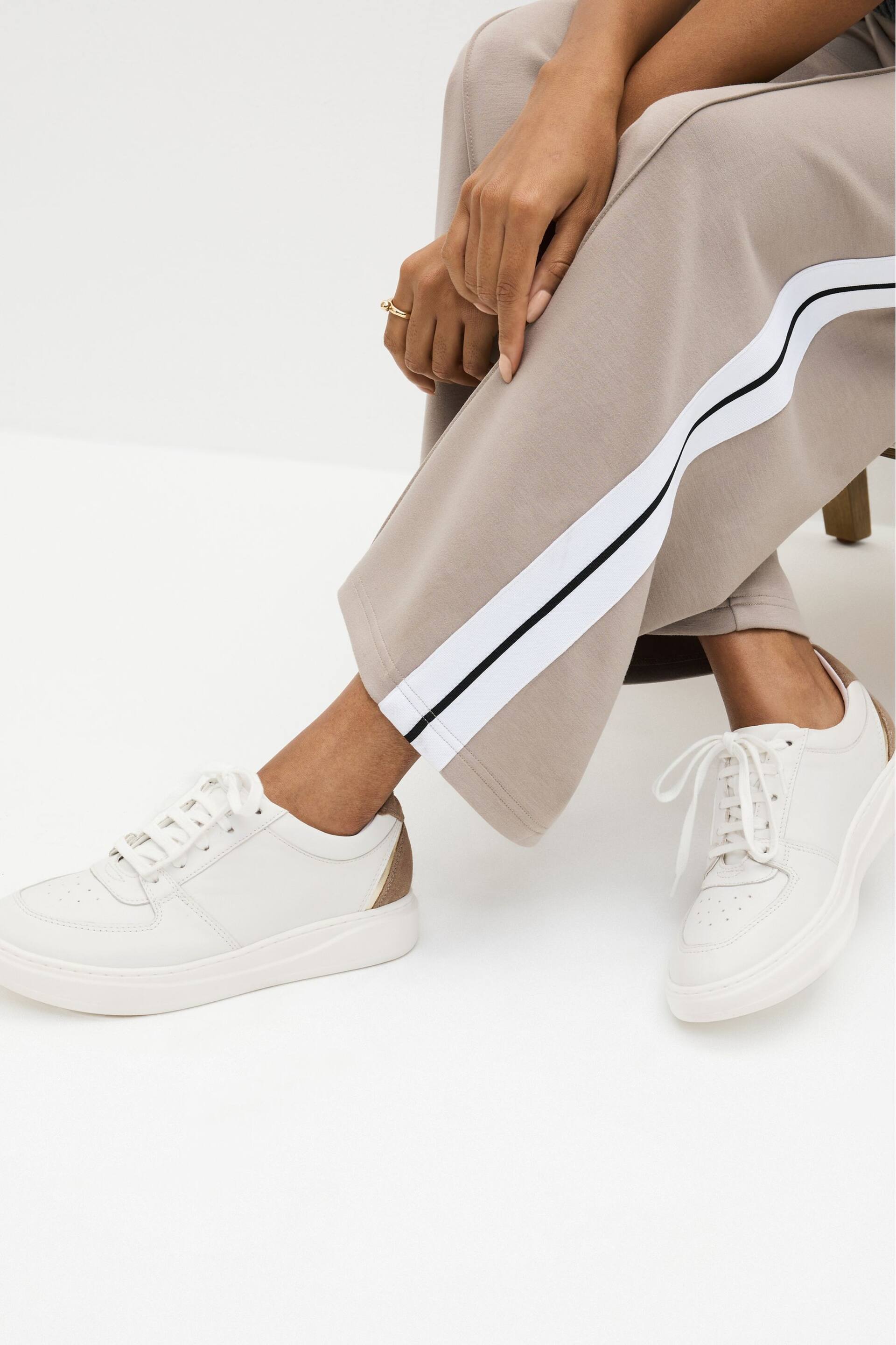 White Signature Leather Retro Lace Up Trainers - Image 1 of 8