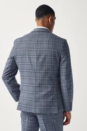 Blue Slim Fit Trimmed Check Suit Jacket - Image 2 of 11