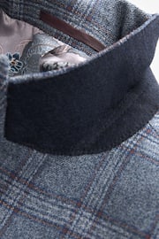 Blue Slim Fit Trimmed Check Suit Jacket - Image 9 of 11