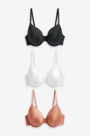 Black/White/Nude Pad Full Cup Microfibre Smoothing T-Shirt Bras 3 Pack - Image 3 of 8
