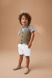 Tan Brown Waistcoat, Shirt, Short & Bow Tie Set (3mths-9yrs) - Image 2 of 9