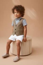 Tan Brown Waistcoat, Shirt, Short & Bow Tie Set (3mths-9yrs) - Image 3 of 9