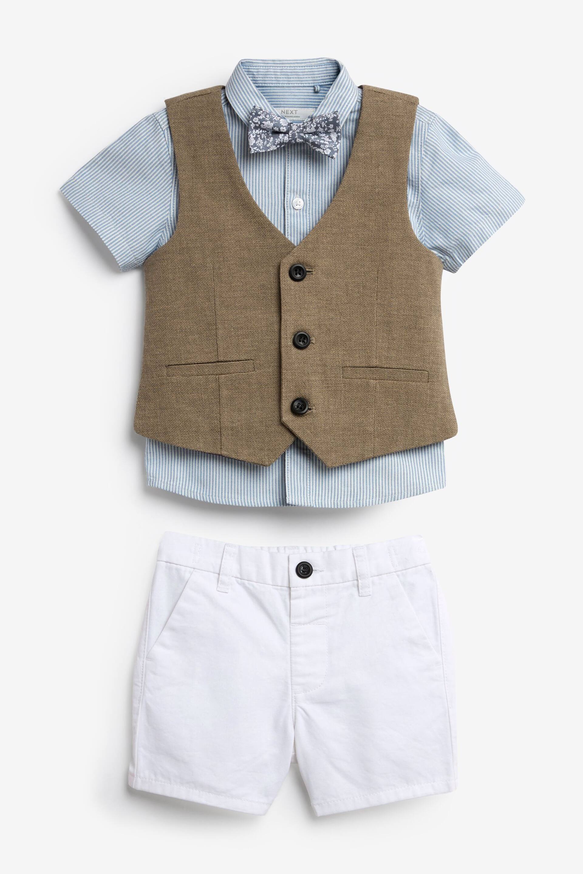 Tan Brown Waistcoat, Shirt, Short & Bow Tie Set (3mths-9yrs) - Image 5 of 9
