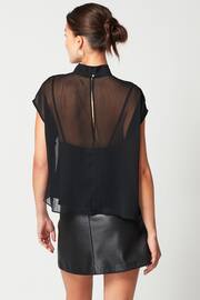 Black Sheer Layer Cap Sleeve Top - Image 3 of 5