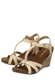 Ravel Cream Leather Wedge Sandals With Strappy Upper - Image 2 of 4