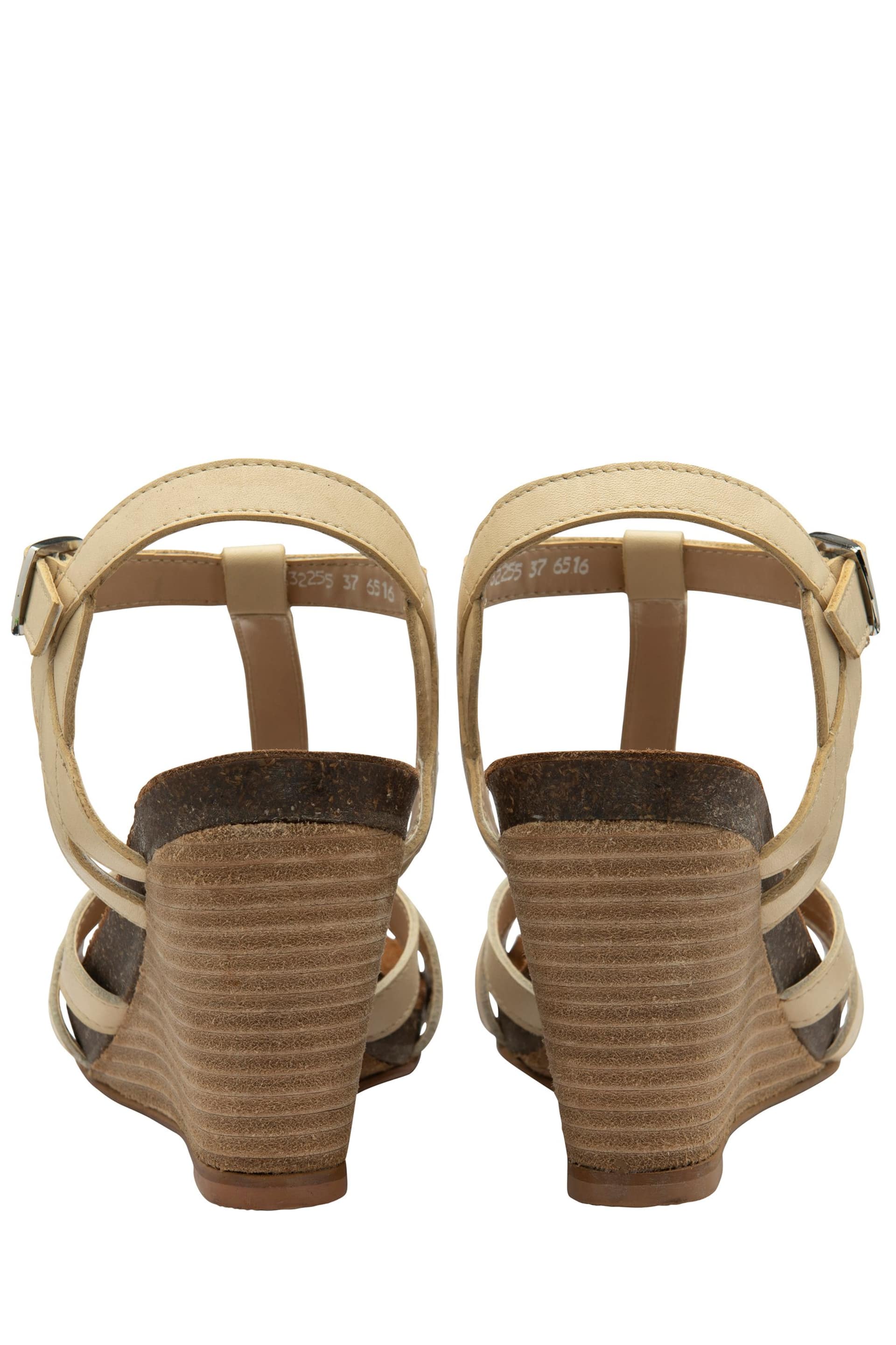 Ravel Cream Leather Wedge Sandals With Strappy Upper - Image 3 of 4