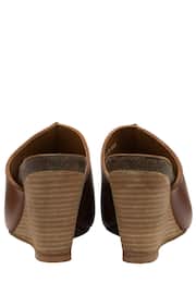 Ravel Brown Leather Wedge Mule Sandals - Image 3 of 4