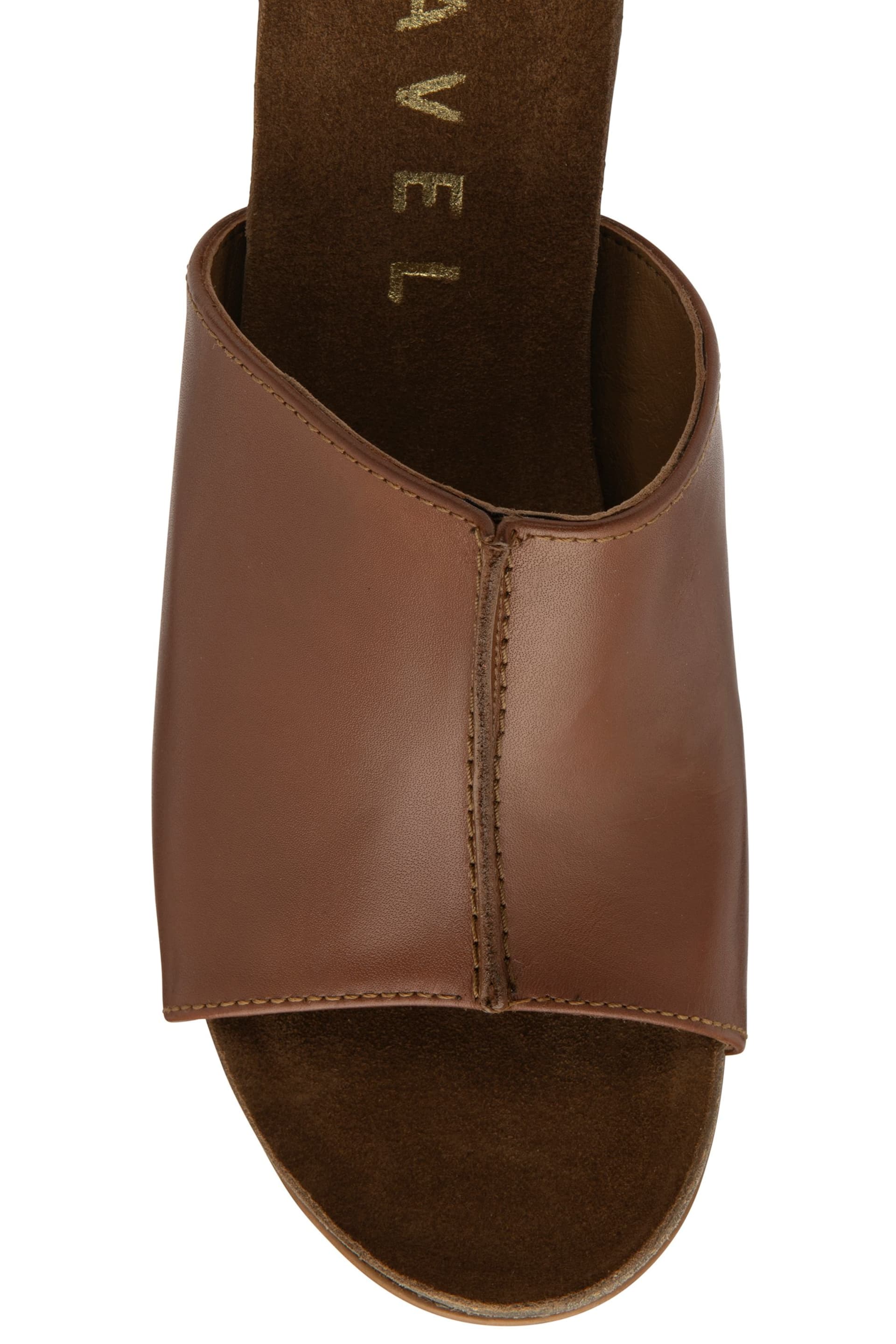 Ravel Brown Leather Wedge Mule Sandals - Image 4 of 4