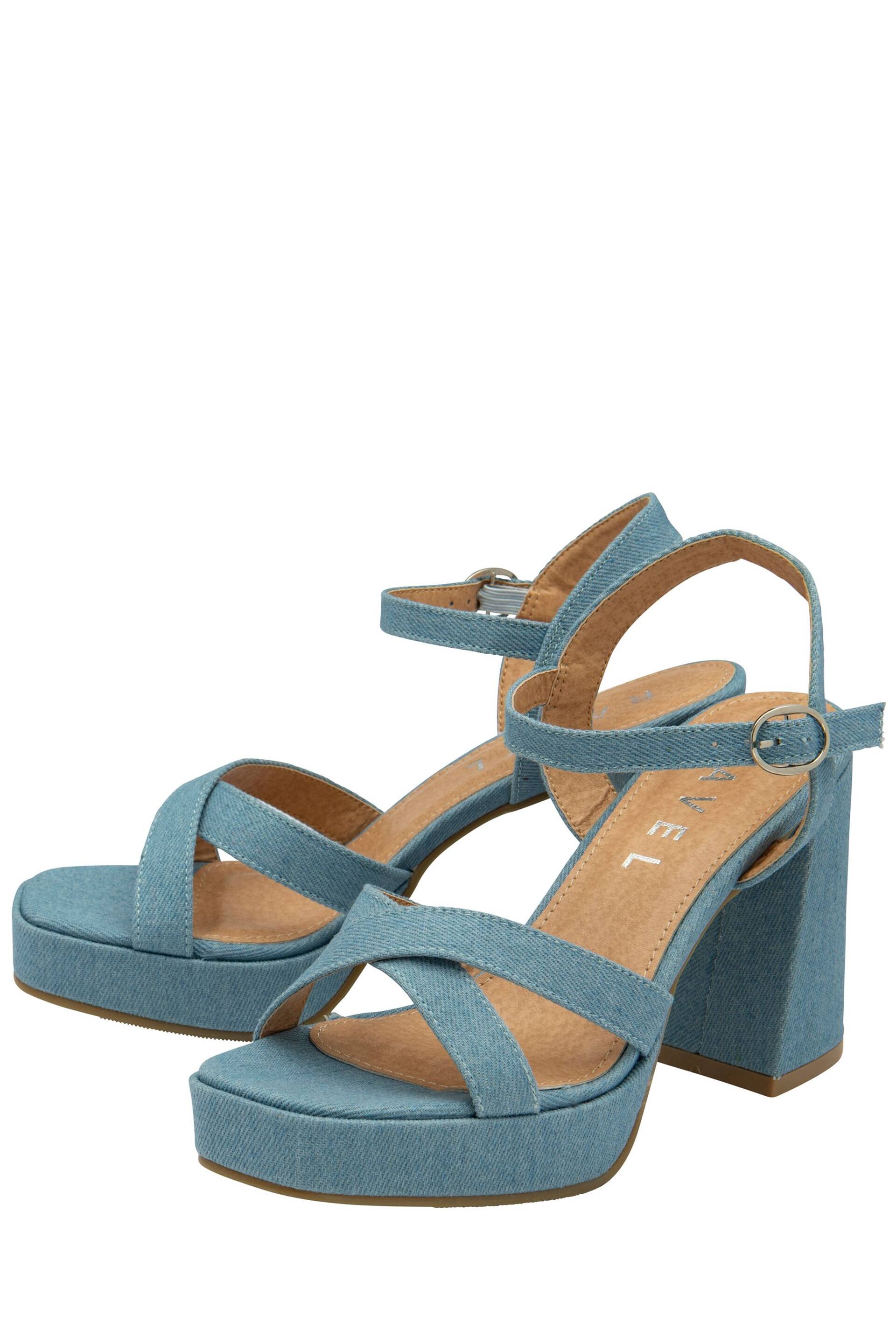 Ravel Blue Strappy Platform Sandals With Croc Effect Print Upper - Image 2 of 4