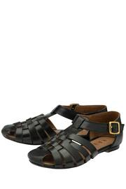 Ravel Black Flat Leather Fisherman Sandals - Image 2 of 4