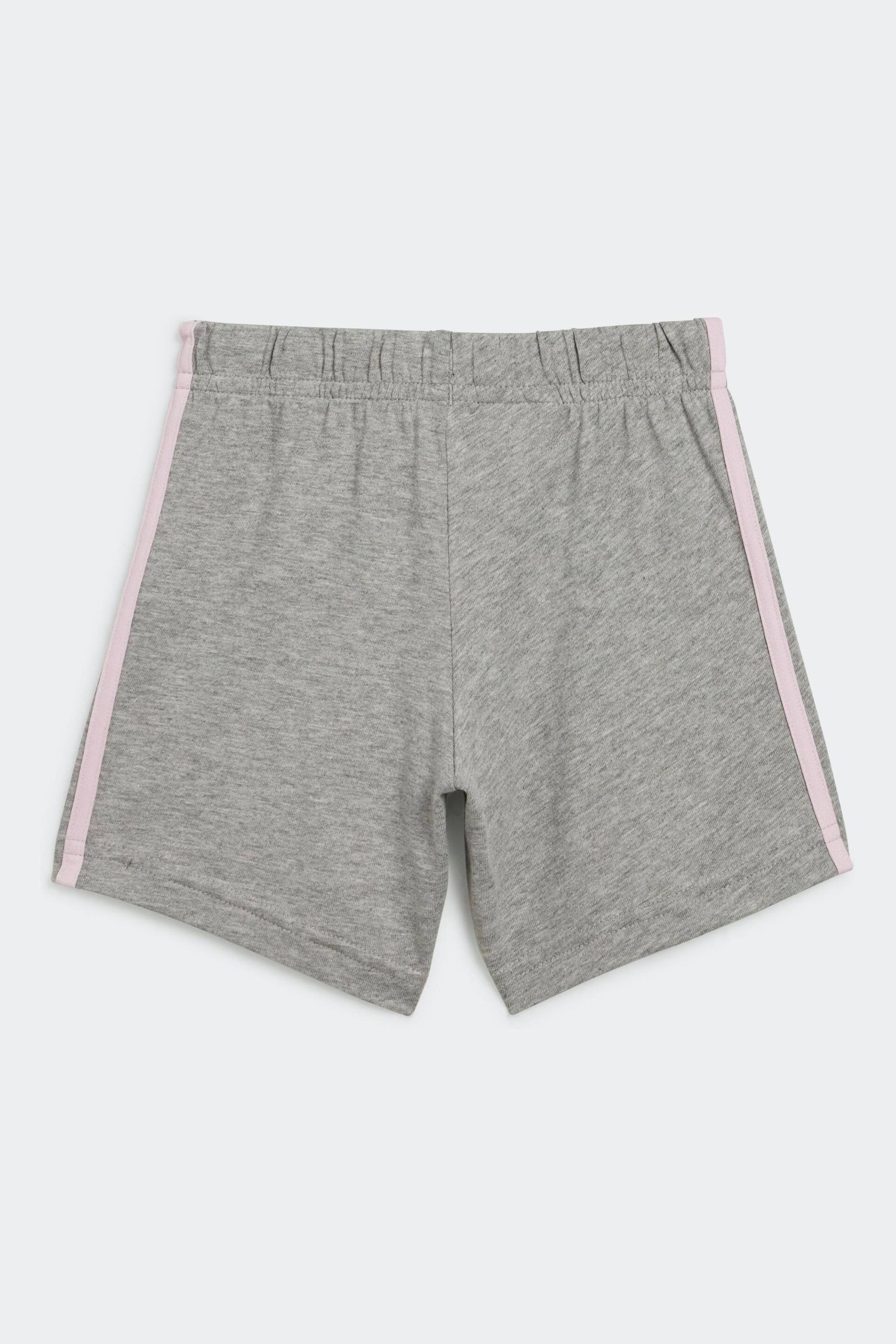 adidas Pink/Grey Sportswear Essentials Lineage Organic Cotton T-Shirt And Shorts Set - Image 3 of 6