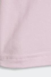 adidas Pink/Grey Sportswear Essentials Lineage Organic Cotton T-Shirt And Shorts Set - Image 5 of 6