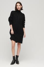 Superdry Black Cable Mock Neck Jumper Dress - Image 2 of 4