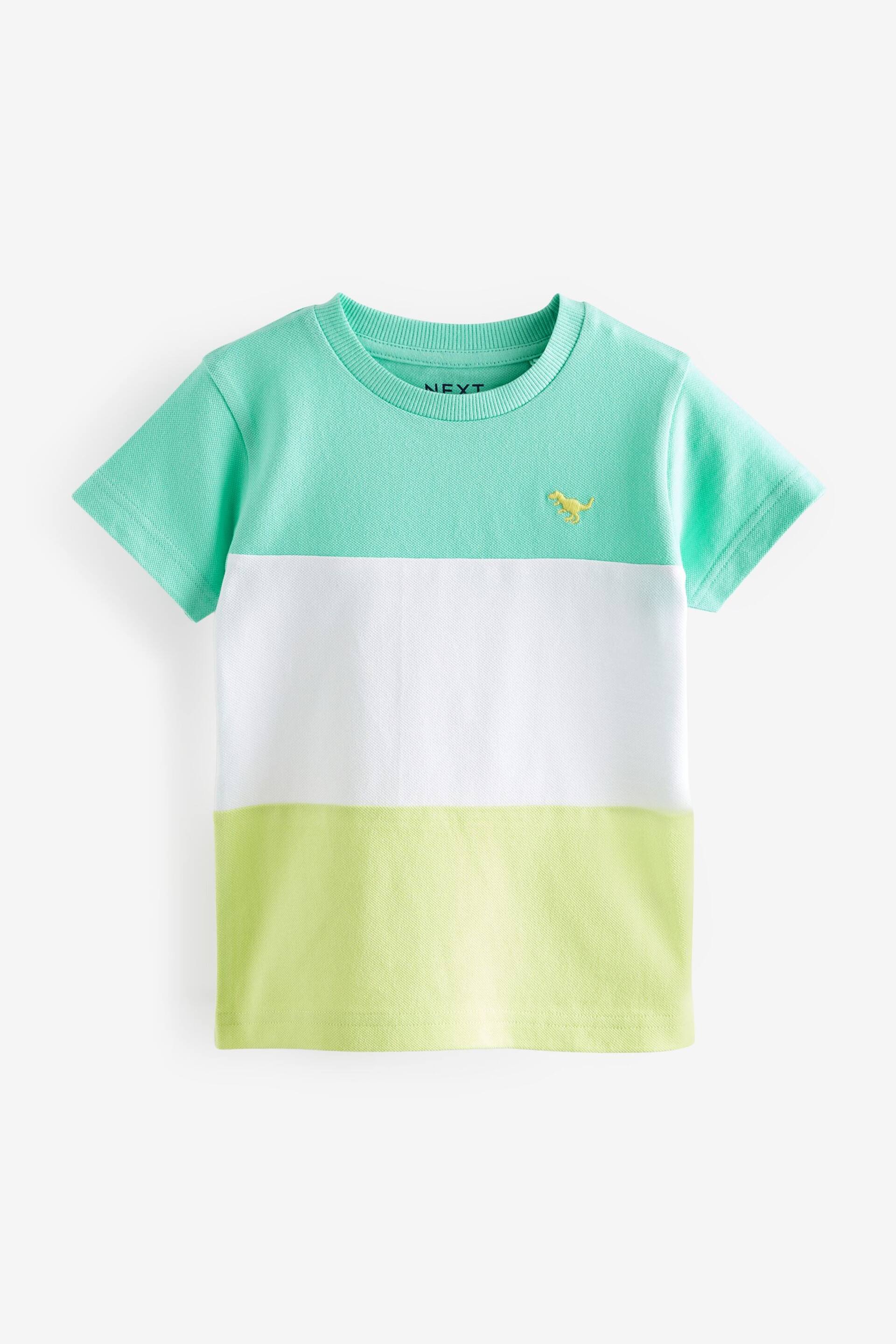 Green/Yellow Short Sleeve Colourblock T-Shirt (3mths-7yrs) - Image 1 of 3