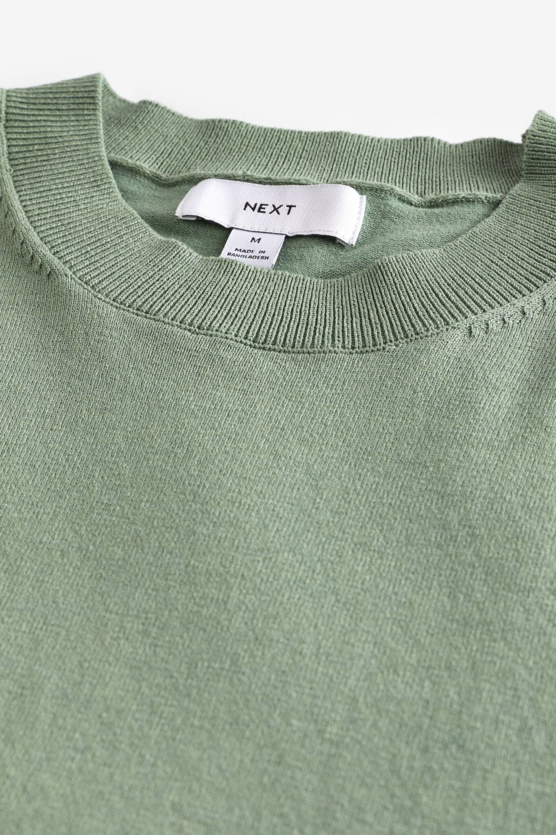 Green Knitted Regular Fit T-Shirt - Image 6 of 7