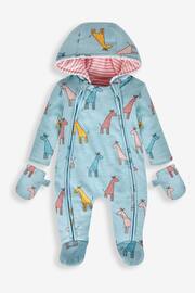 JoJo Maman Bébé Duck Egg Giraffe Print Pramsuit - Image 3 of 5