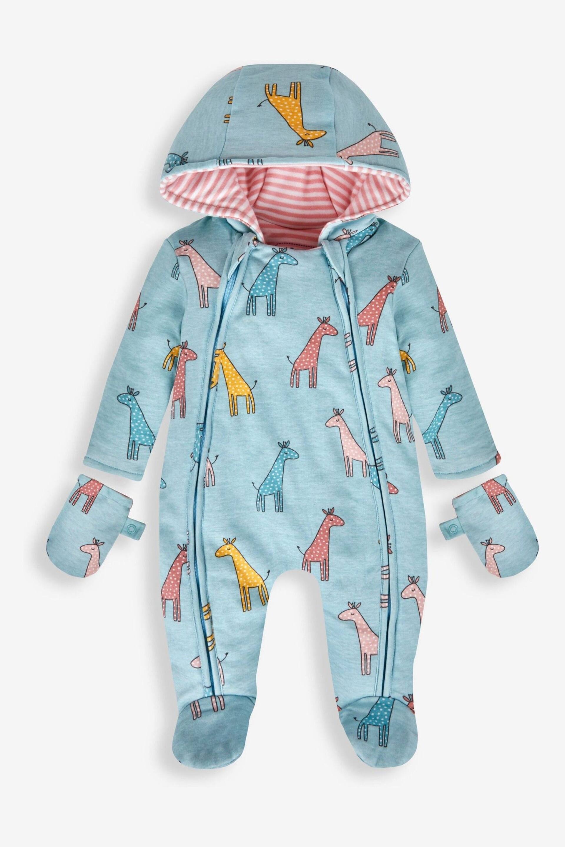 JoJo Maman Bébé Duck Egg Giraffe Print Pramsuit - Image 3 of 5