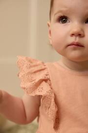 Pink/Cream Broderie Baby Rompers 3 Pack - Image 12 of 13
