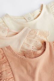 Pink/Cream Broderie Baby Rompers 3 Pack - Image 4 of 13