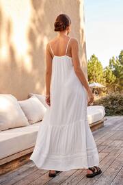White Embroidered Strappy Maxi Summer Dress - Image 2 of 8