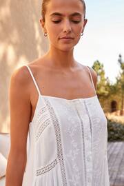 White Embroidered Strappy Maxi Summer Dress - Image 4 of 8