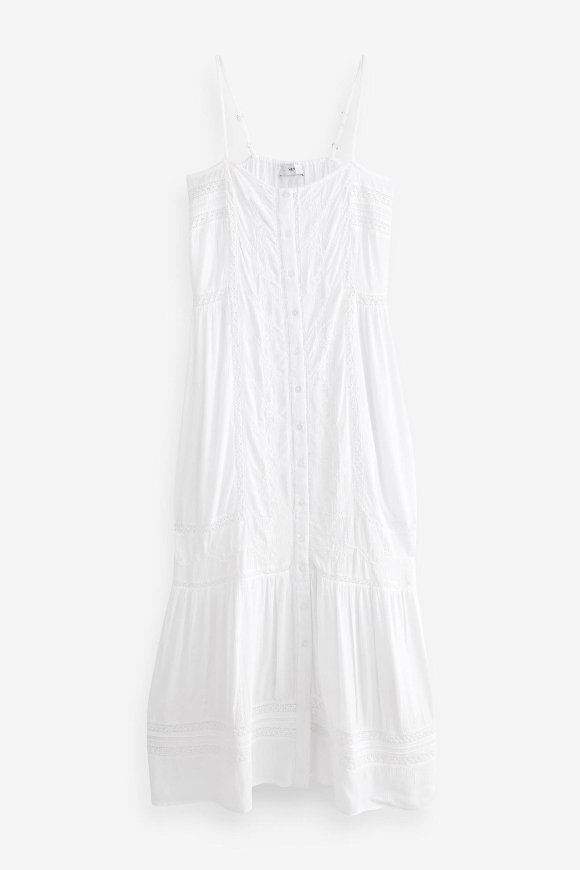 White Embroidered Strappy Maxi Summer Dress - Image 6 of 8