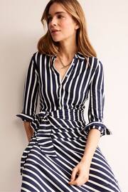 Boden Navy Stripe Laura Jersey Midi Shirt Dress - Image 4 of 5