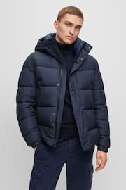 BOSS Blue Water Repellent Hooded Down Puffer Jacket - Image 1 of 6