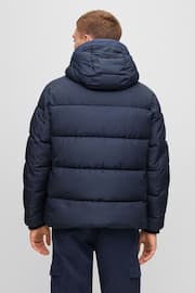 BOSS Blue Water Repellent Hooded Down Puffer Jacket - Image 2 of 6