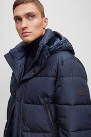 BOSS Blue Water Repellent Hooded Down Puffer Jacket - Image 4 of 6