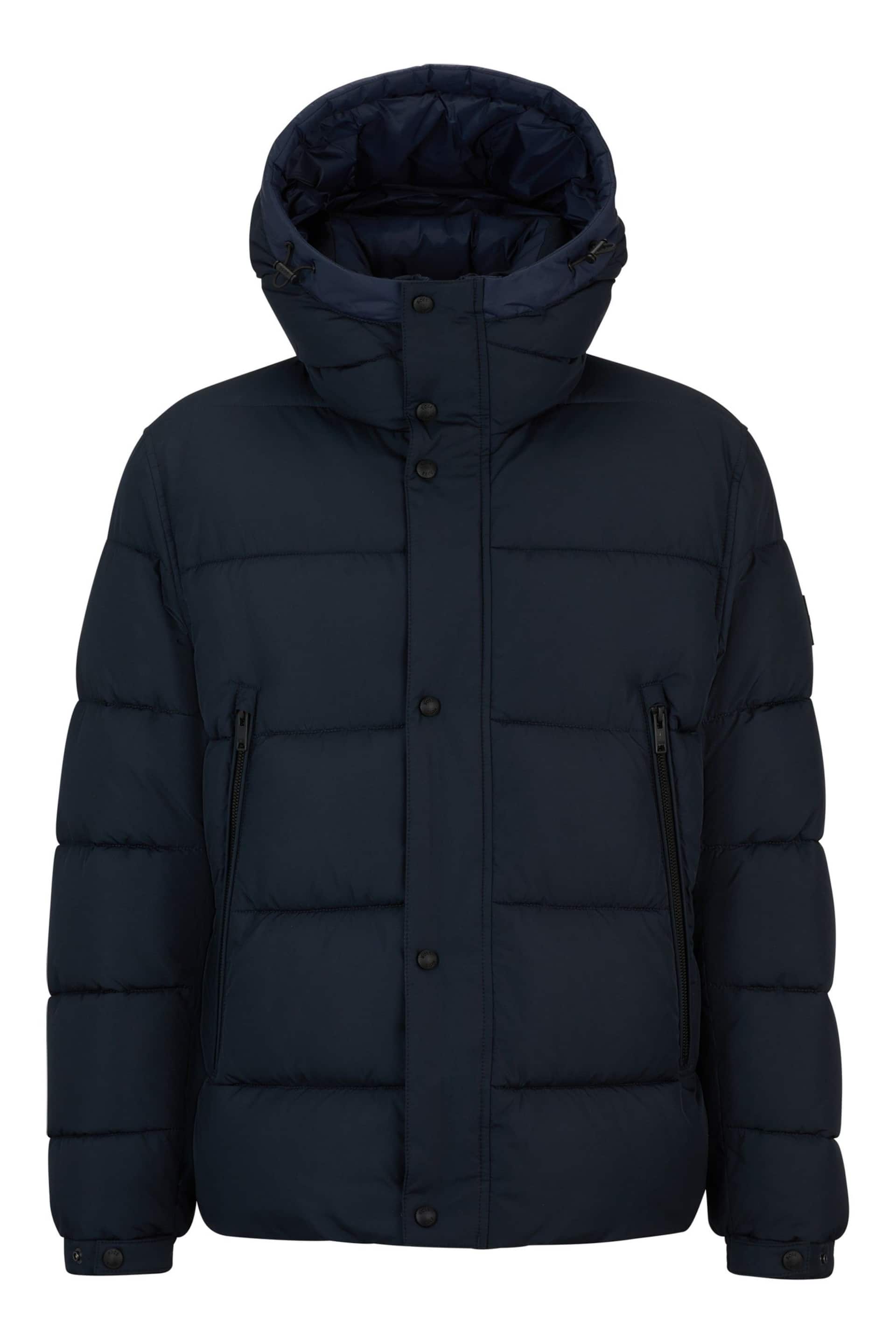 BOSS Blue Water Repellent Hooded Down Puffer Jacket - Image 6 of 6