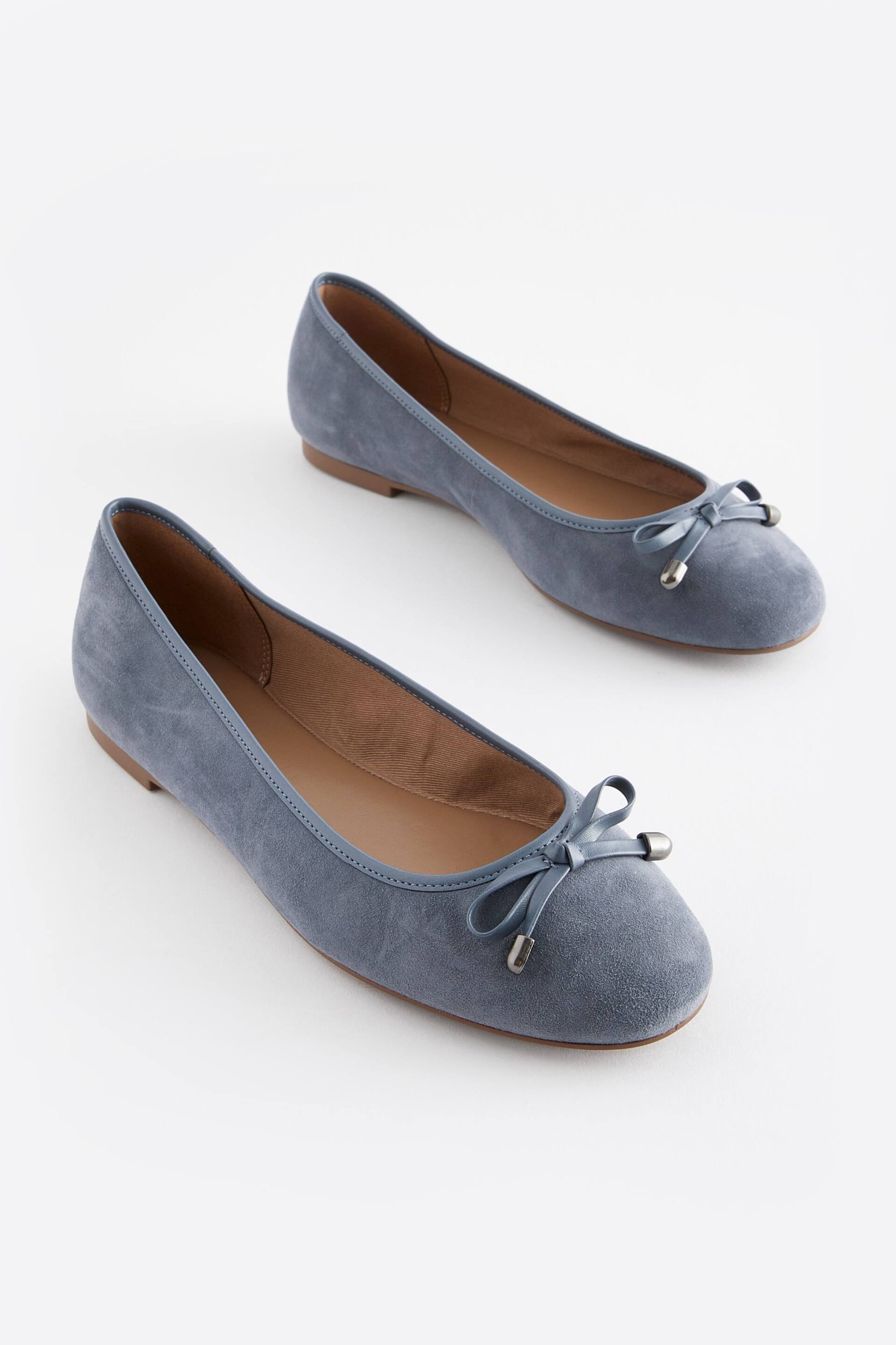Blue Forever Comfort® Round Toe Leather Ballerina Shoes - Image 5 of 9