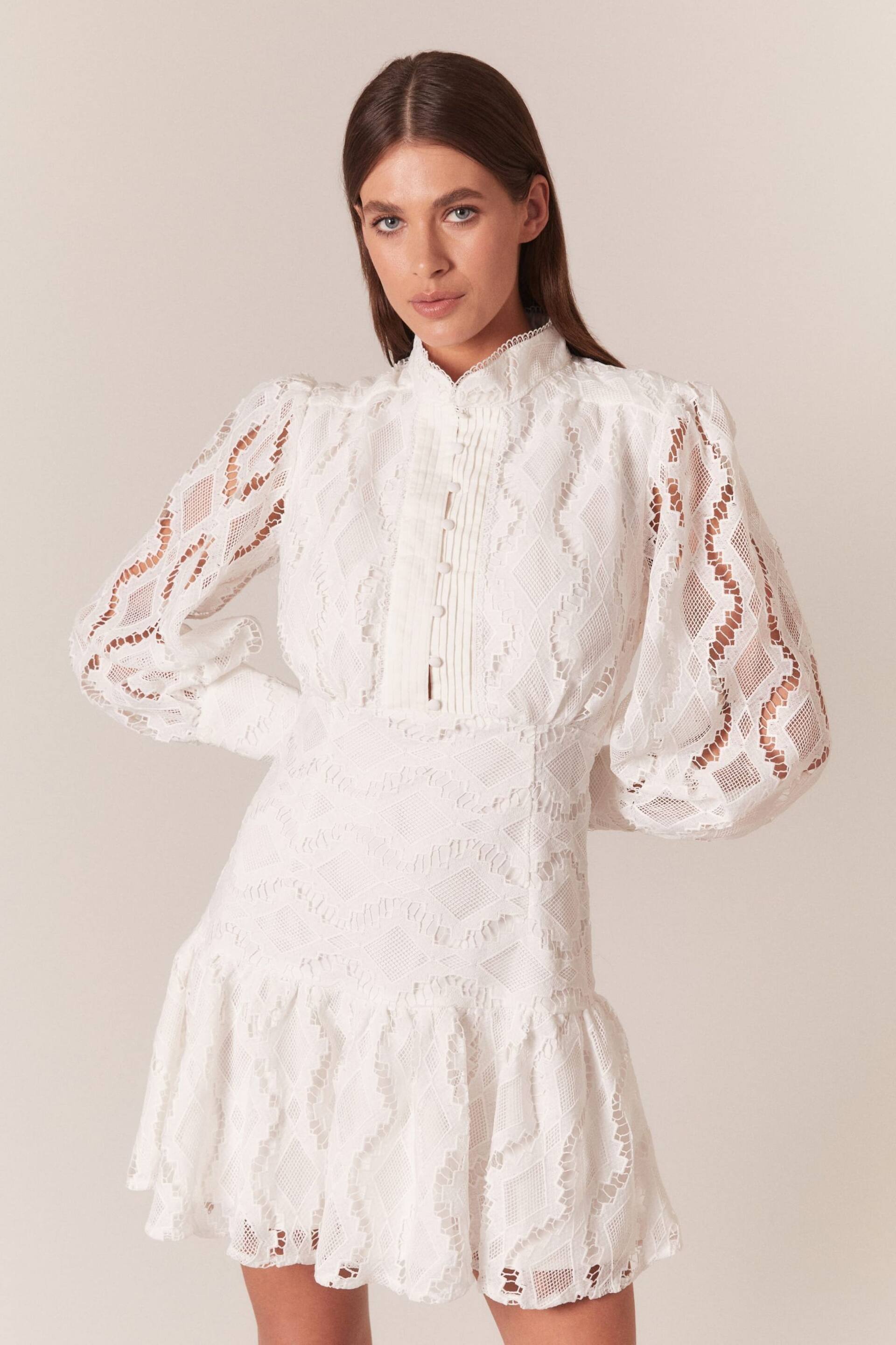 Bardot White Remy White Lace Tiered Mini Dress - Image 1 of 5