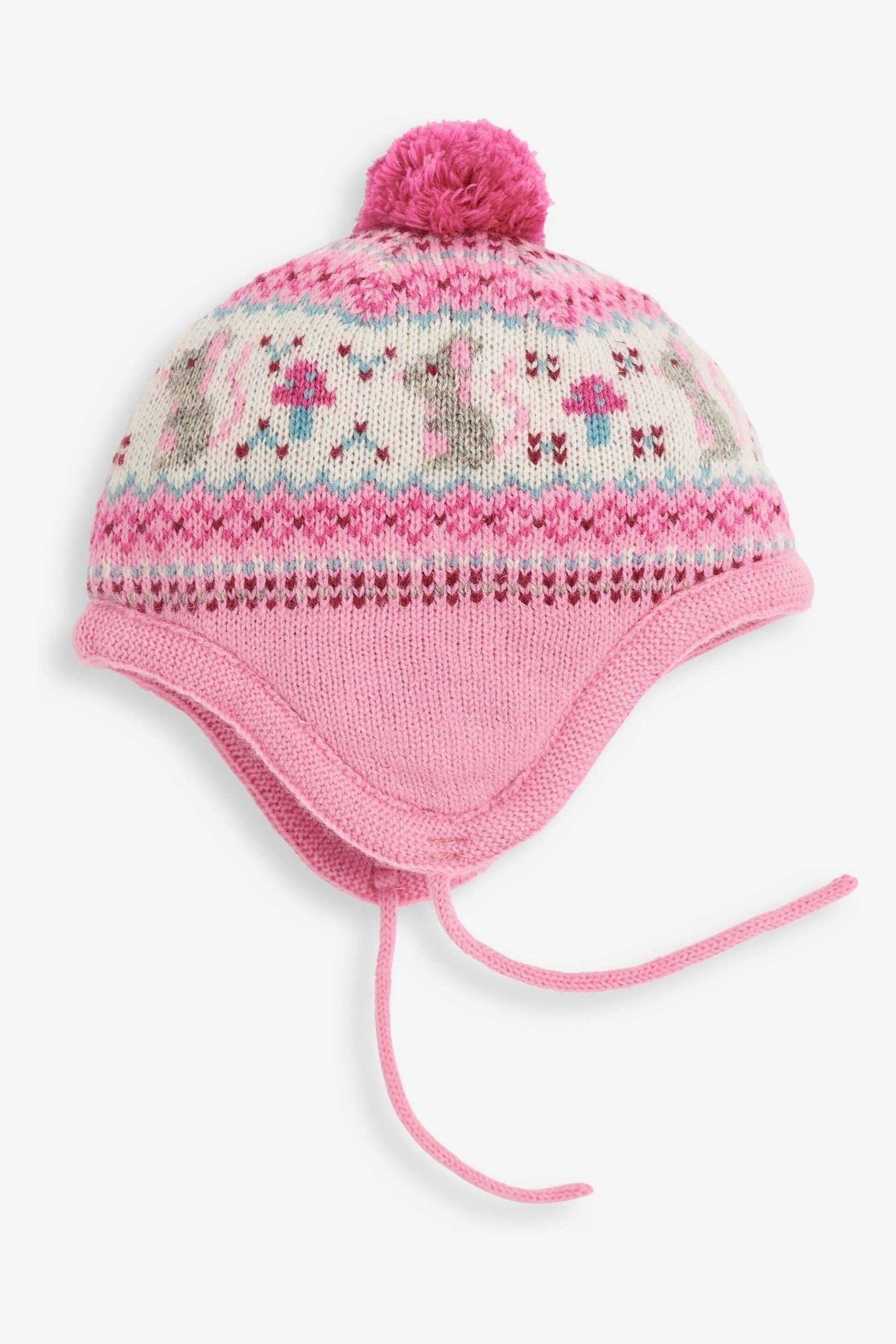 JoJo Maman Bébé Pink Mouse Fair Isle Hat - Image 1 of 5