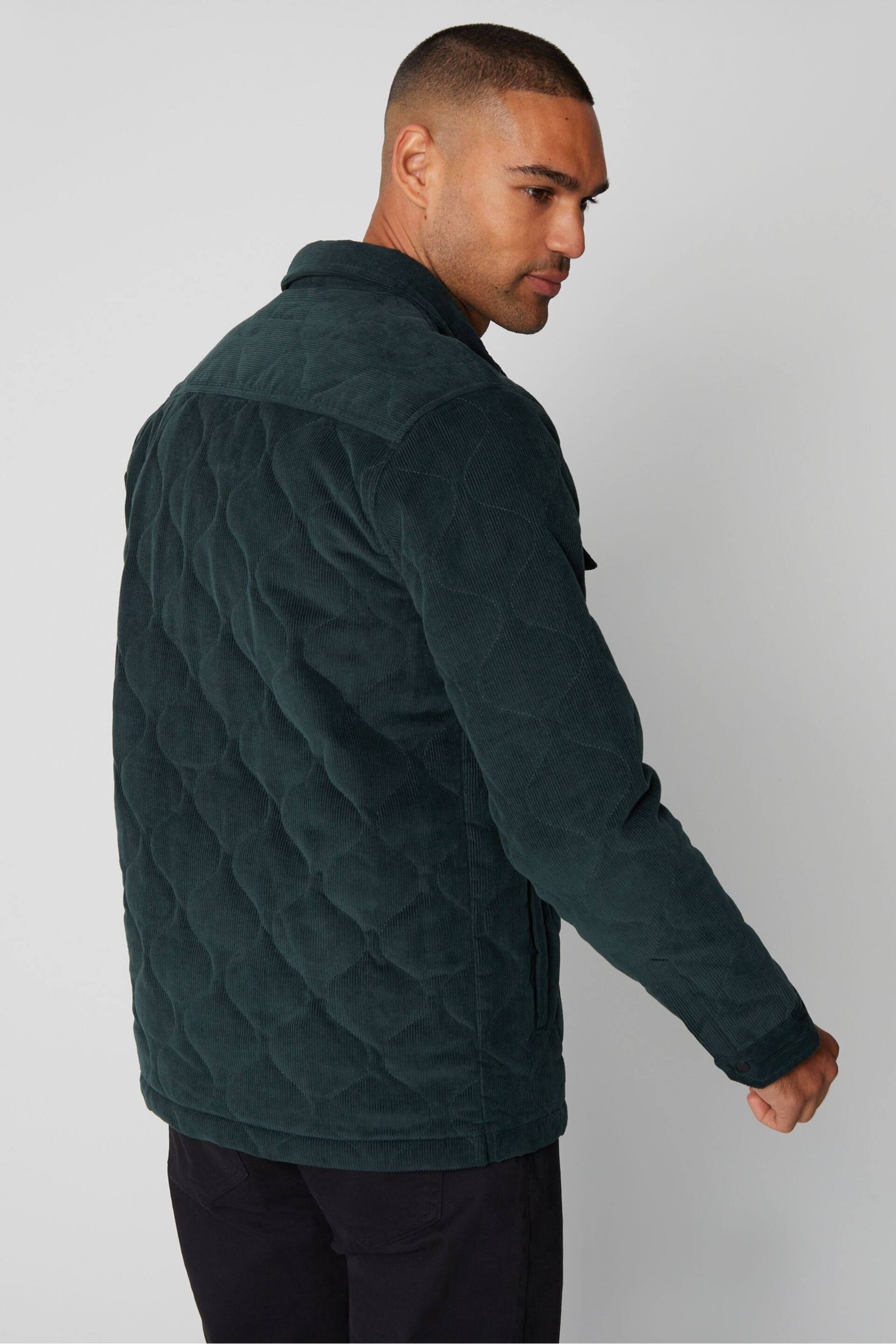 Threadbare Green Cord Overshirt With Quilted Lining - Image 2 of 4