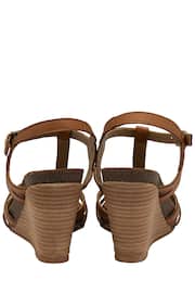 Ravel Brown Leather Wedge Sandals With Strappy Upper - Image 3 of 4