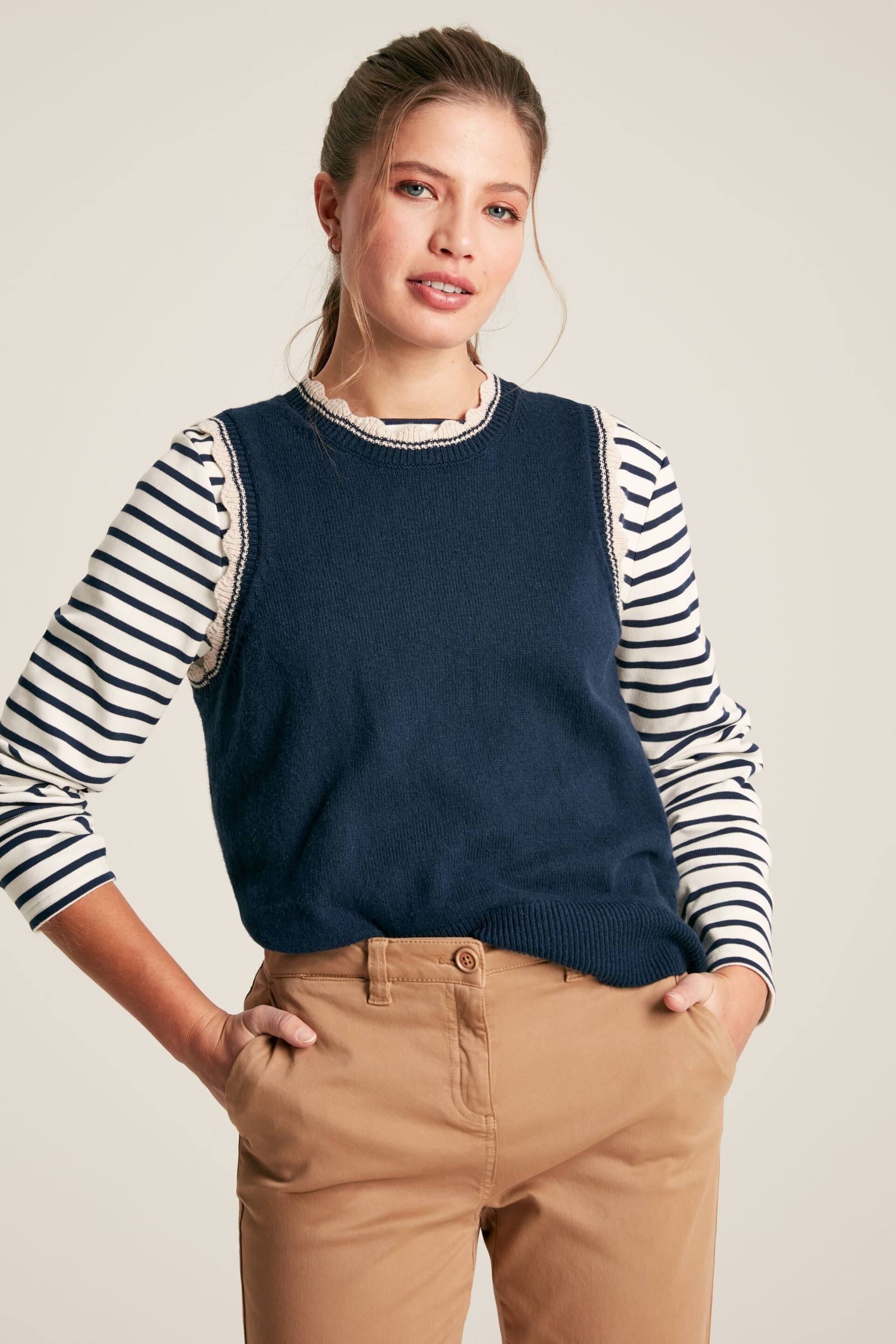 Joules Claudette Navy Knitted Tank Top - Image 1 of 7