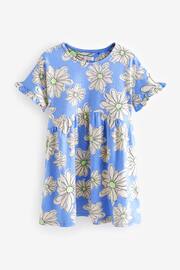 Blue Floral Short Sleeve Cotton Jersey Dress (3-16yrs) - Image 4 of 6