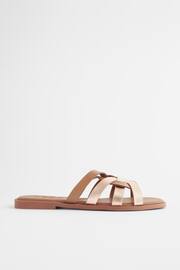 Tan Brown Extra Wide Fit Forever Comfort® Leather Lattice Mules Sandals - Image 2 of 5