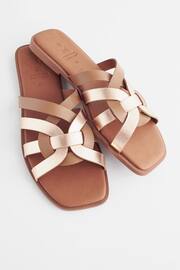 Tan Brown Extra Wide Fit Forever Comfort® Leather Lattice Mules Sandals - Image 3 of 5