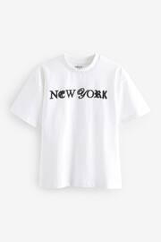 White New York Relaxed Fit Short Sleeve Graphic T-Shirt (3-16yrs) - Image 1 of 3