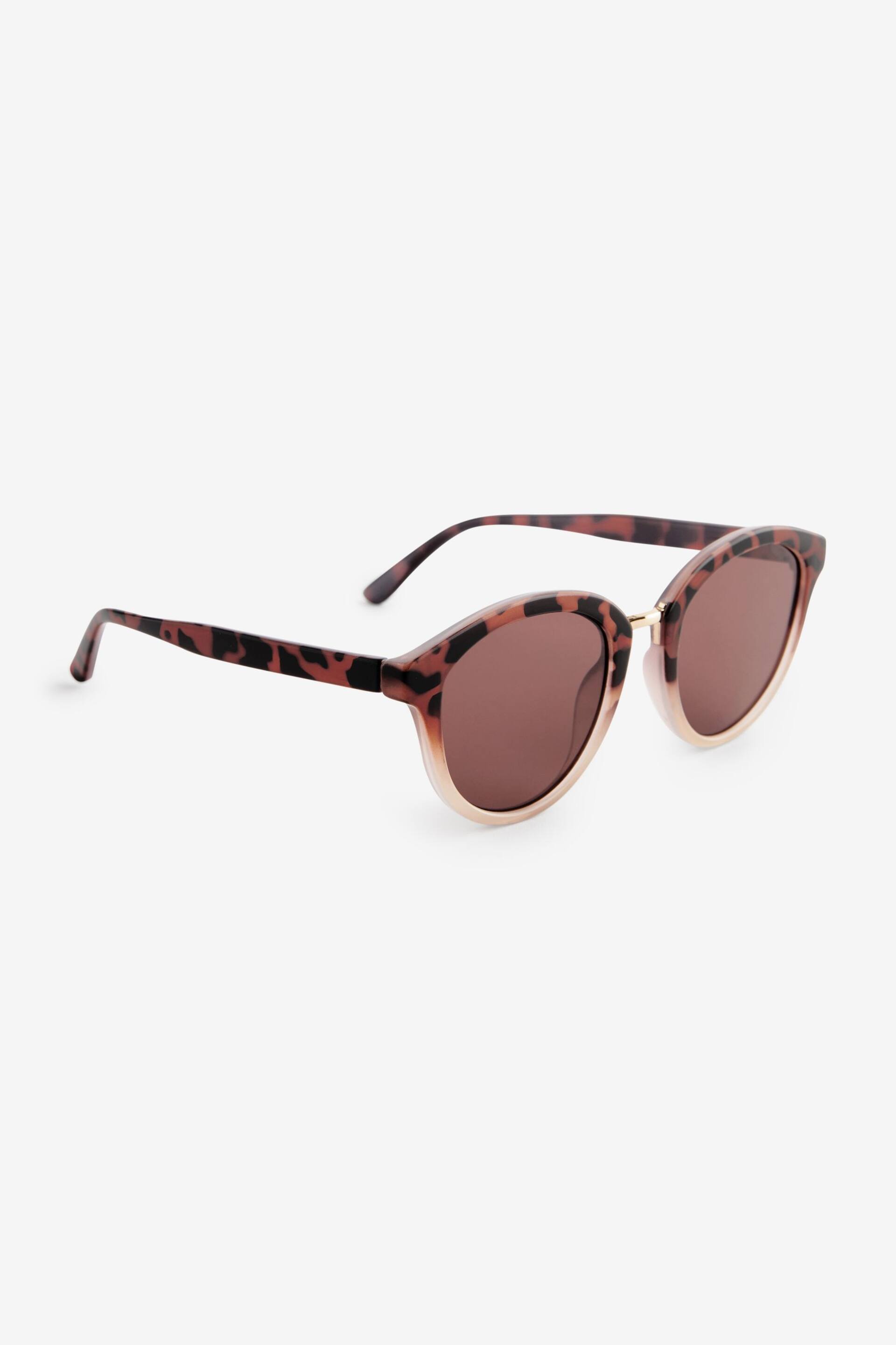 Tortoiseshell Brown Round Sunglasses - Image 3 of 5