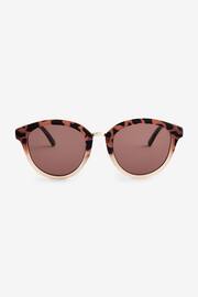 Tortoiseshell Brown Round Sunglasses - Image 4 of 5