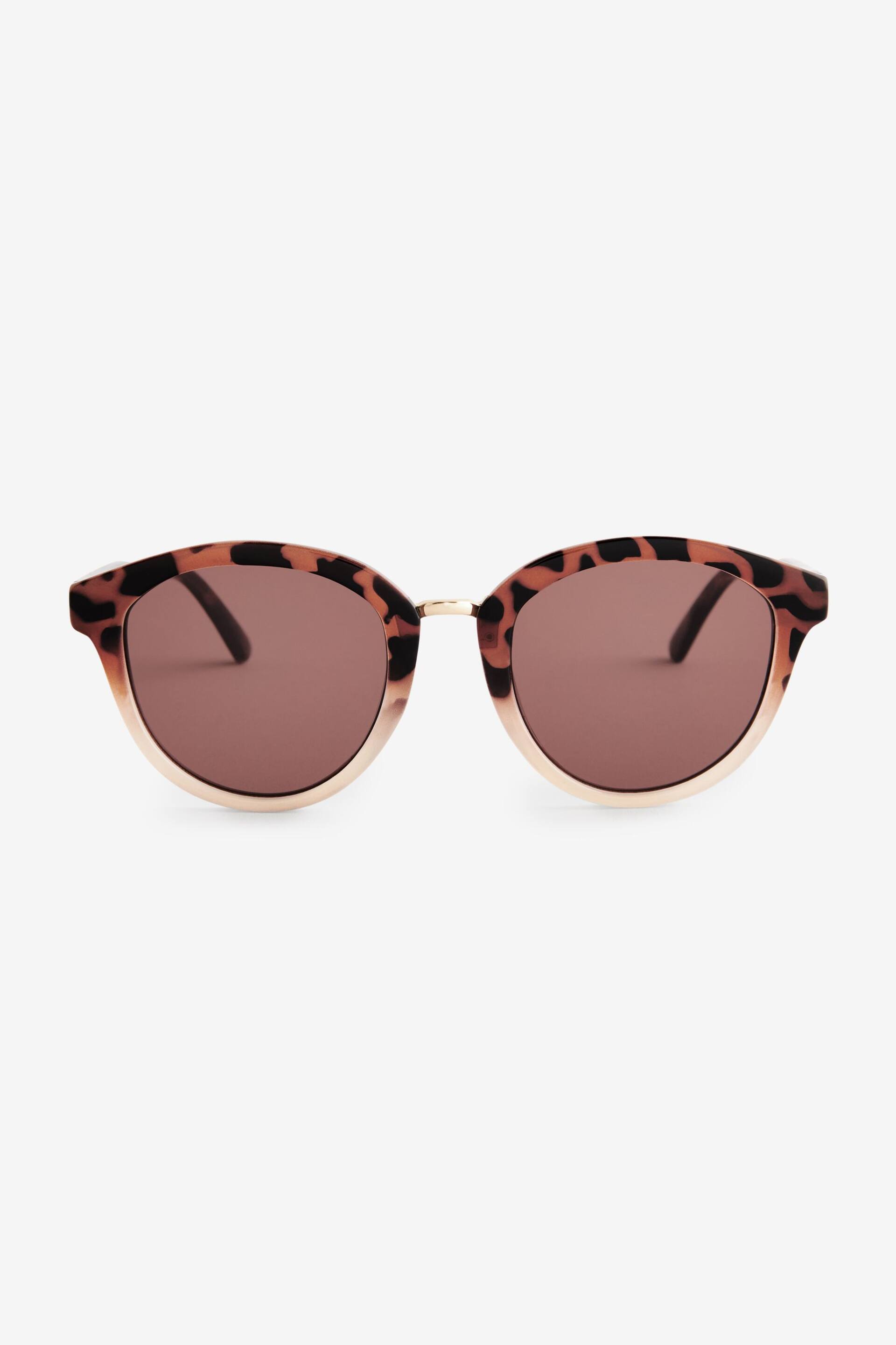 Tortoiseshell Brown Round Sunglasses - Image 4 of 5