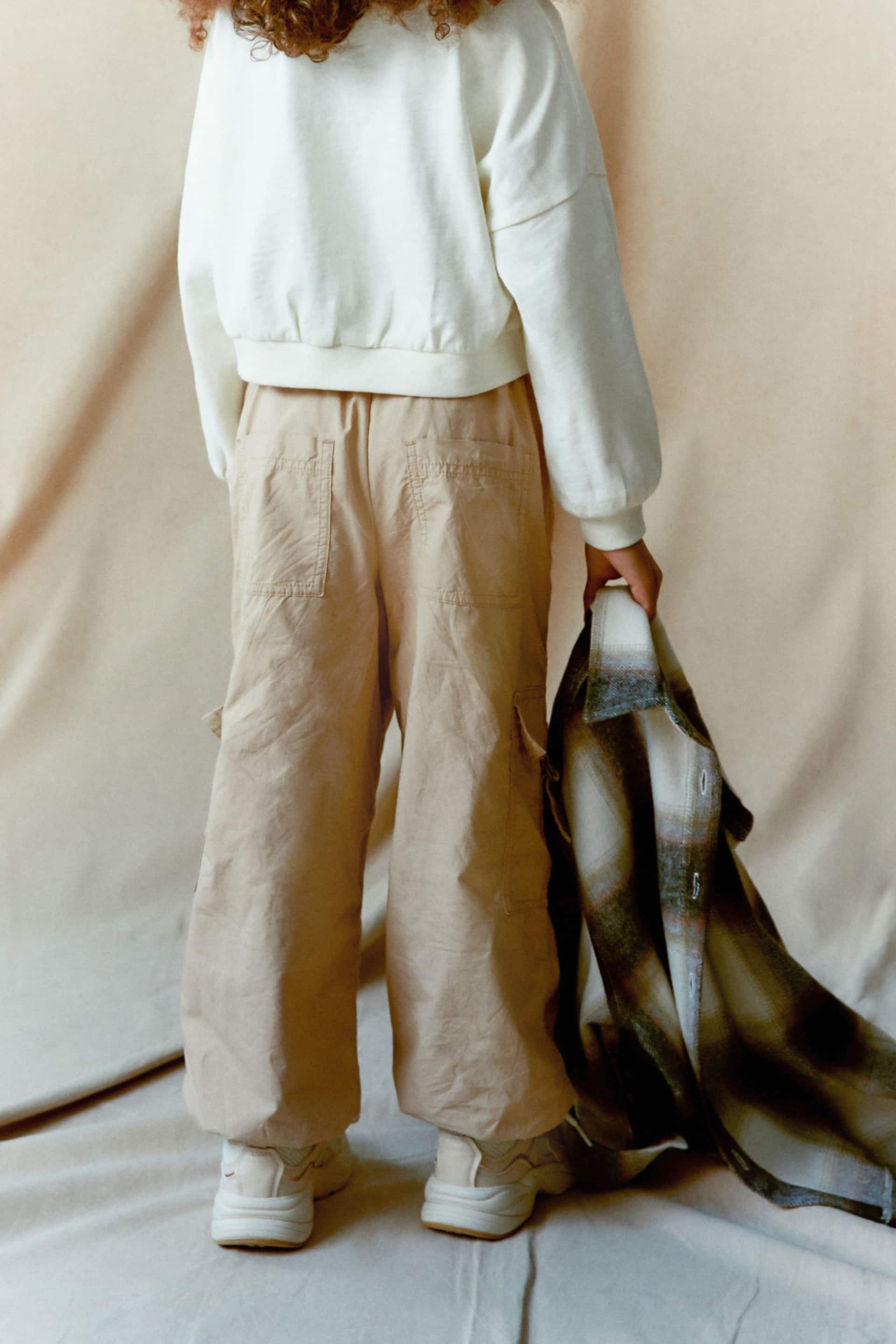 Neutral Jersey Lined Parachute Cargo Trousers (3-16yrs) - Image 2 of 7