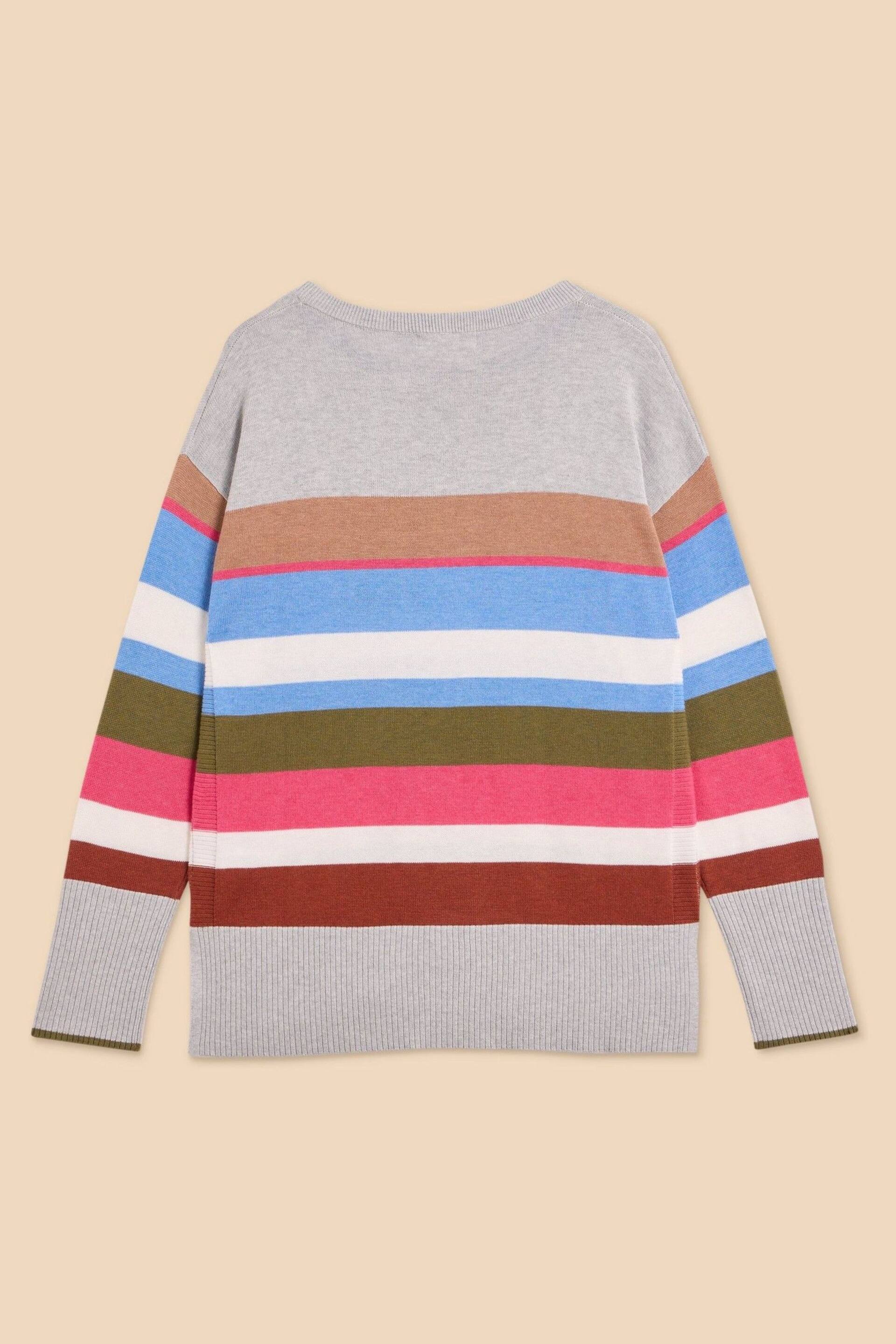 White Stuff Grey Olive Stripe Jumper - Image 6 of 7