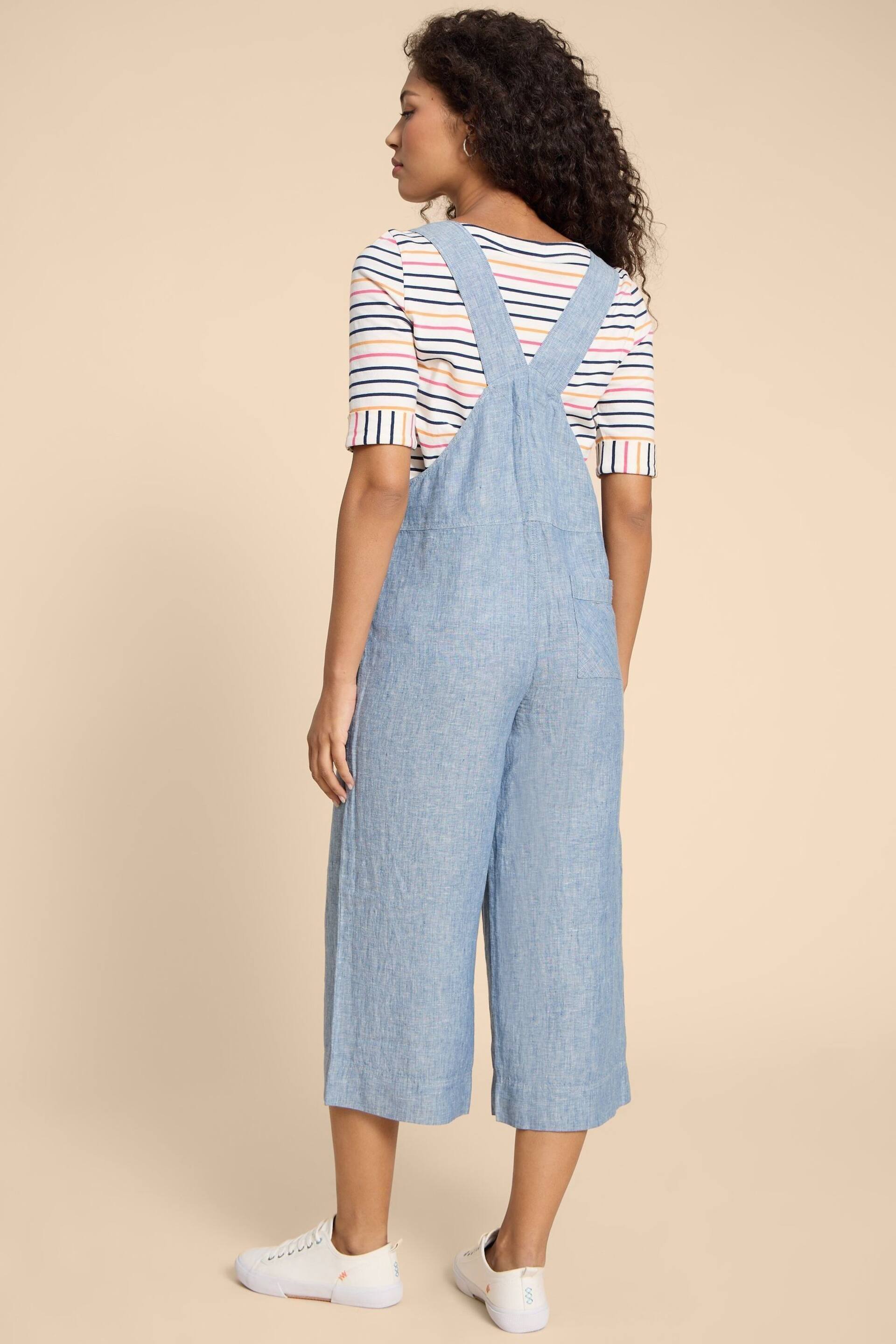 White Stuff Blue Viola Linen Dungaree - Image 2 of 7