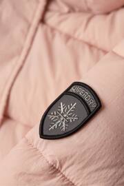 Superdry Pink Faux Fur Short Hooded Puffer Jacket - Image 4 of 5